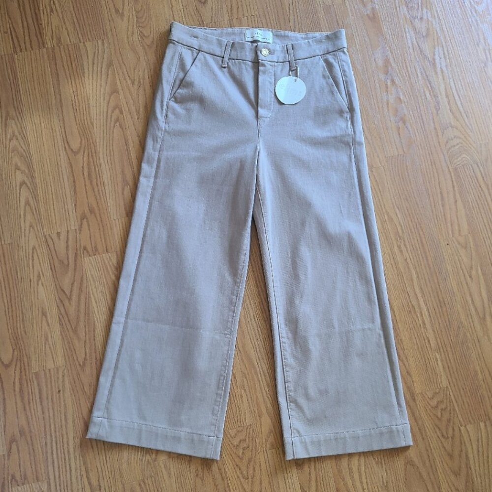 NEW NWT ELIMS THE MALIBU WIDE LEG CROPPED CHINO PANT HIGH RISE STRETCH COTTON XS - Picture 2 of 9